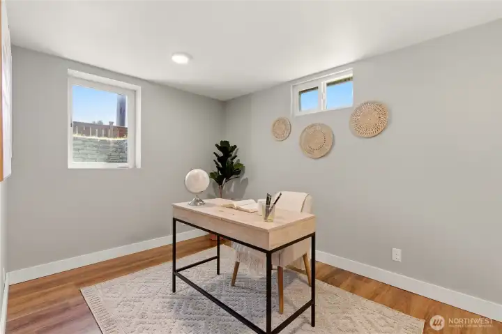 Lower level bedroom #3 - currently staged as an office Lower level bedroom #3 - currently staged as an office