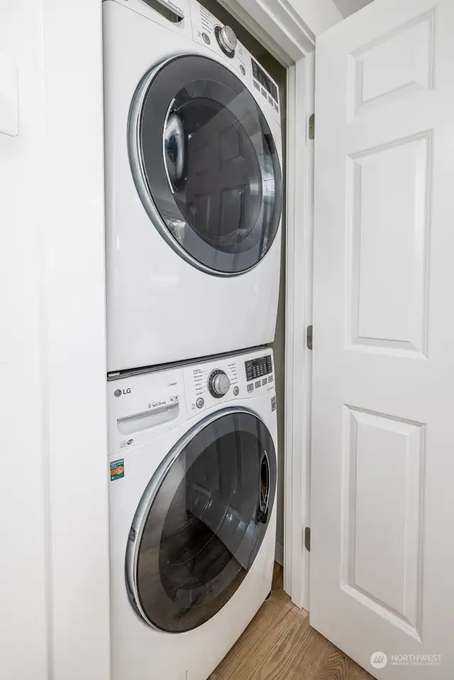 Full sized washer and dryer included.