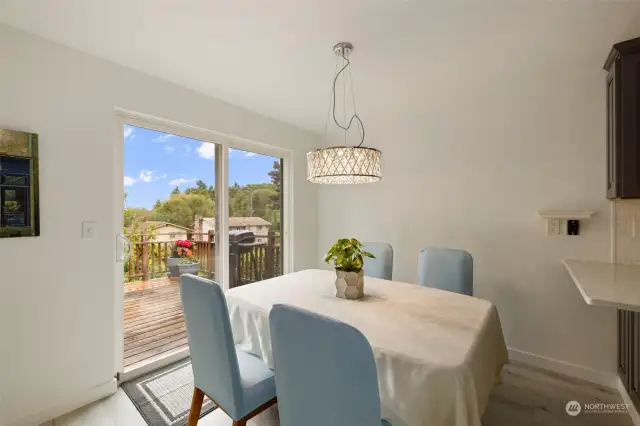 formal dining area opens to the view deck