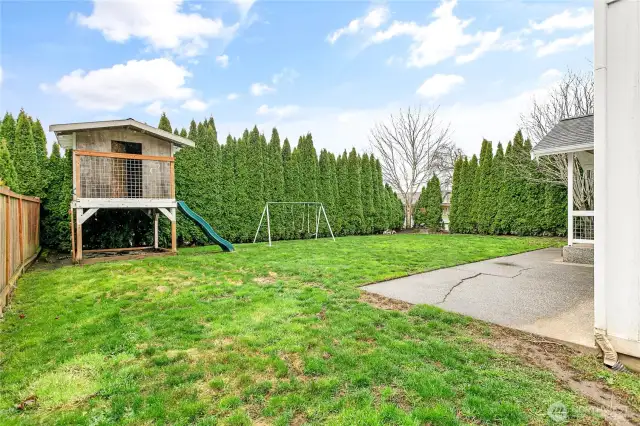 Private fully fenced backyard & large patio