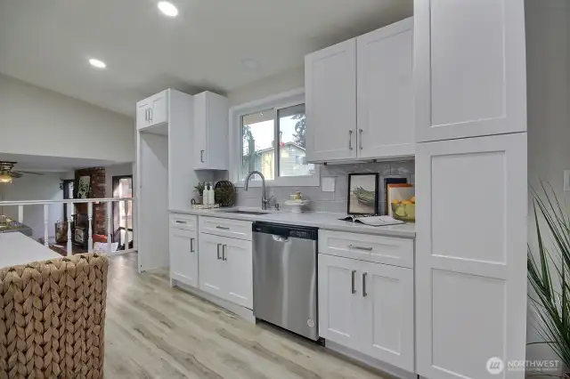 Plenty of counter space and storage in the kitchen.