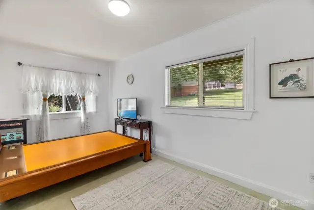 The primary bedroom is quite roomy.
