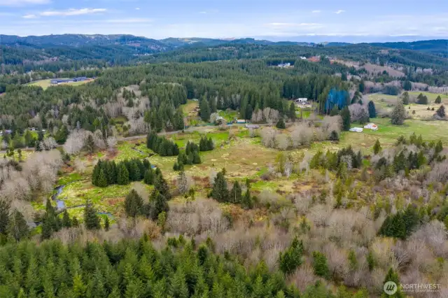 Looking from the far end of the property toward the home.