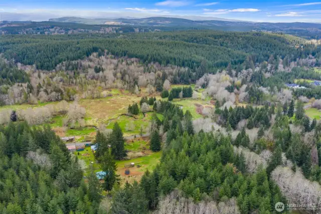 From above the property looking over the home section and further out to the lower pasture section.