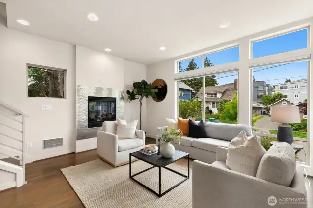 Gas fireplace is perfect for the colder evenings.