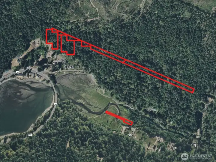 Overhead view with approximate boundaries in red.