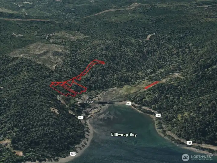 Overhead view with approximate boundaries in red.