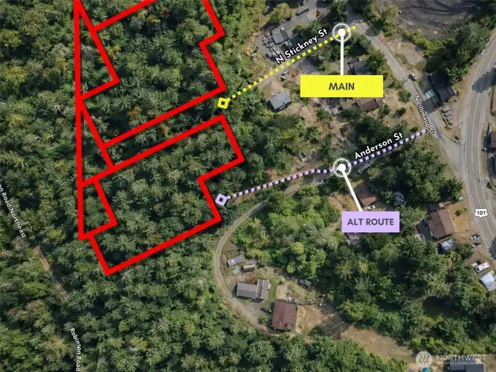 Overhead view with approximate boundaries in red.