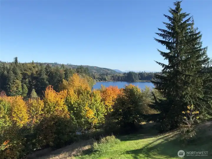 fall colors with cascade peaks in the background