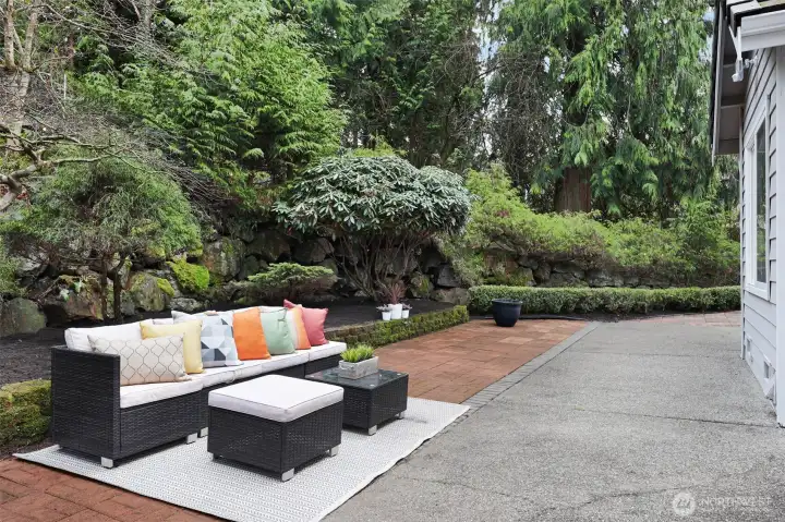 Wrap around patio for outdoor entertaining.