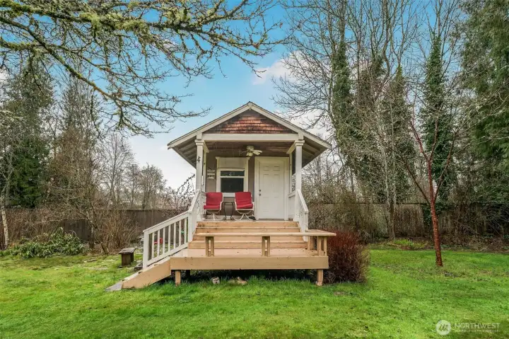 Another outbuilding bonus! This 10x12 finished structure has been used as an office. There is a washer/dryer hookup as well.