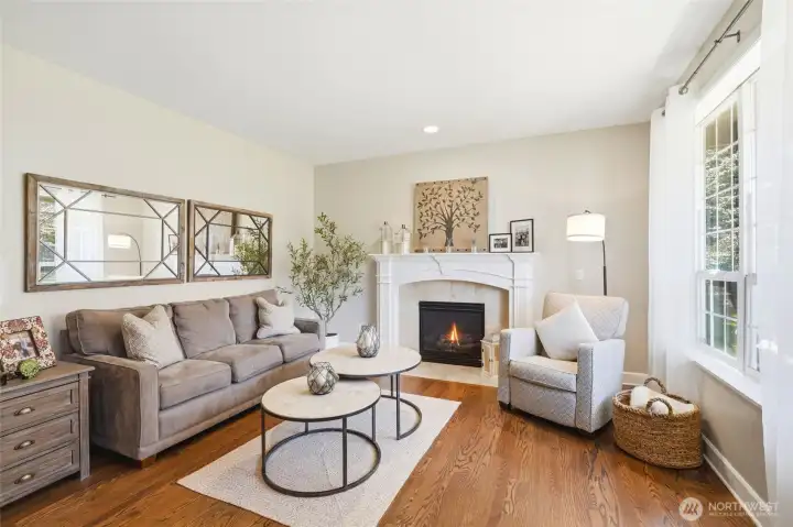 Living room to the right of the entrance/foyer.