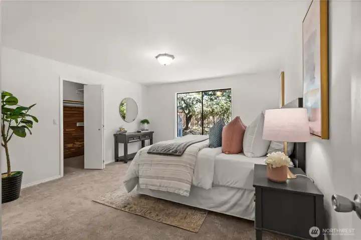 The Primary Ensuite includes a walk-in closet a private bath with walk-in shower.