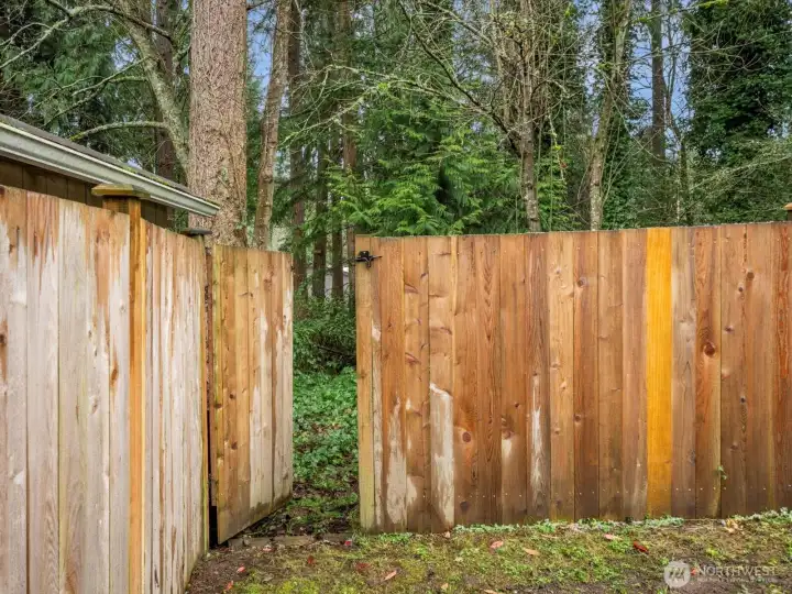 Walk out the gate to be even closer to the trees