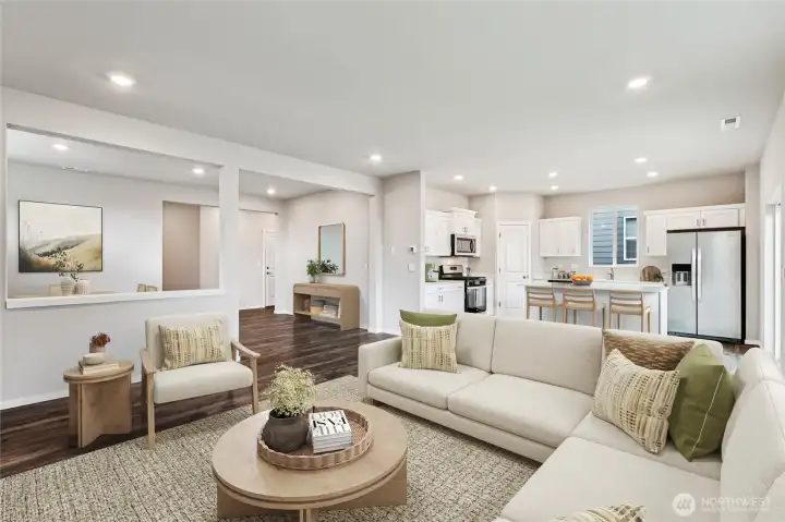 Virtual staging. Photo rendering is representational. Actual home is finishes, elevation, and paint colors may vary. See site agent for details.