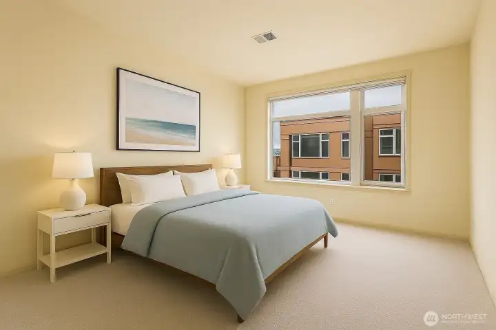 Primary Suite with large walk-in closet (virtually staged) Primary Suite with large walk-in closet (virtually staged)