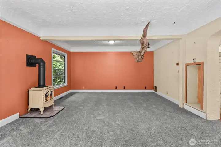 Stucco and natural light in this living room