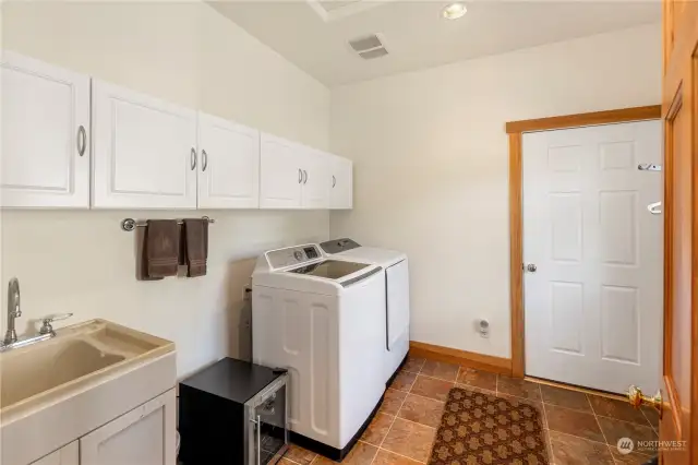 Laundry room and entrance to garage.