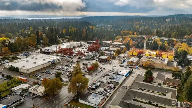 Busy intersection with residential, office, strip malls, shopping, food and everything a micro-community needs.