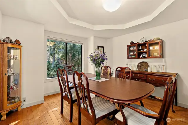 Large formal dining room off the kitchen with great ceiling detail