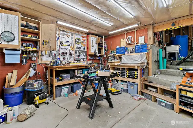 The crawl space was converted to this amazing wood shop