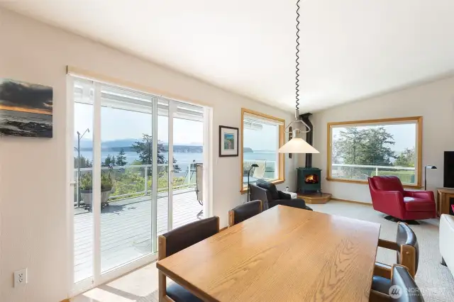 Dining table view or Propane fireplace.