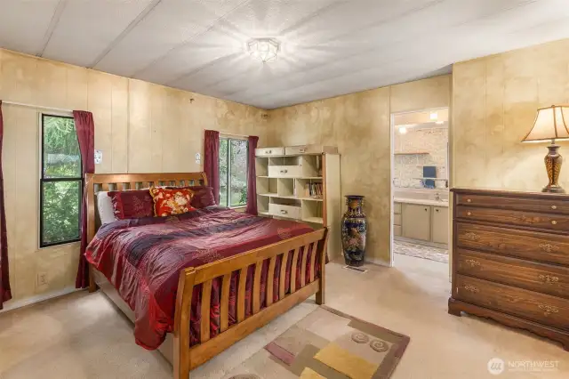 Primary bed room leading to bath