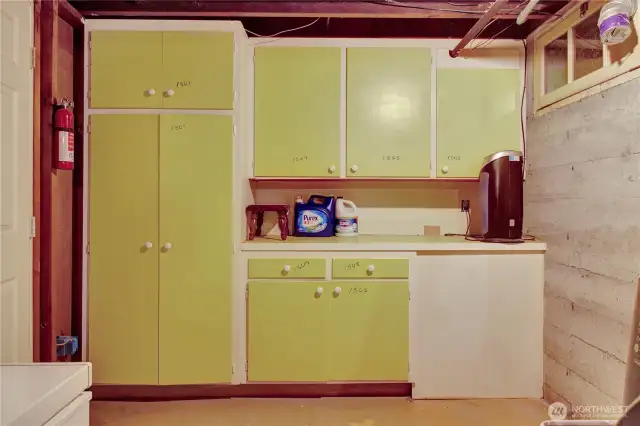 Storage for 1505 and 1507 in laundry room