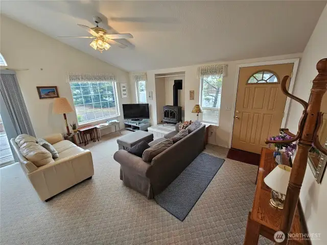 Light and bright open floorplan with propane stove.