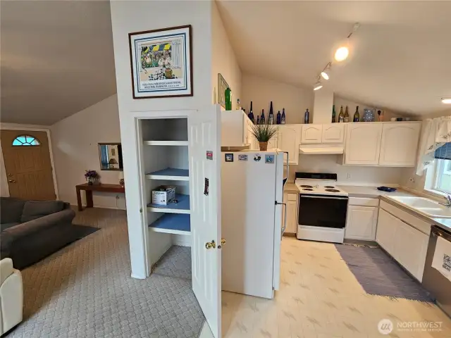 Plenty of storage in the efficient kitchen.