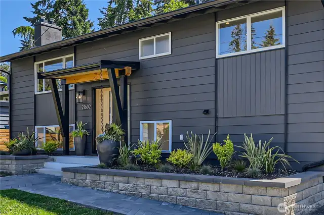 Stunning Custom Wood Entryway & Planters