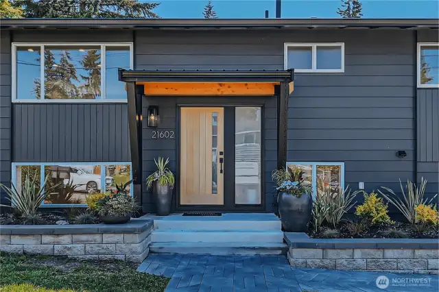 Stunning Custom Wood Entryway & Planters