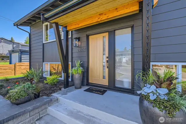 Stunning Custom Wood Entryway & Planters