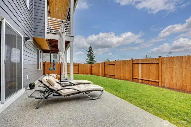 Rear patio, fenced yard