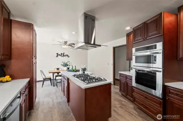 kitchen into dining area