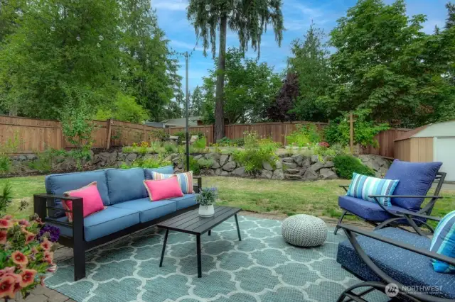 Inviting outdoor space in the fully fenced backyard