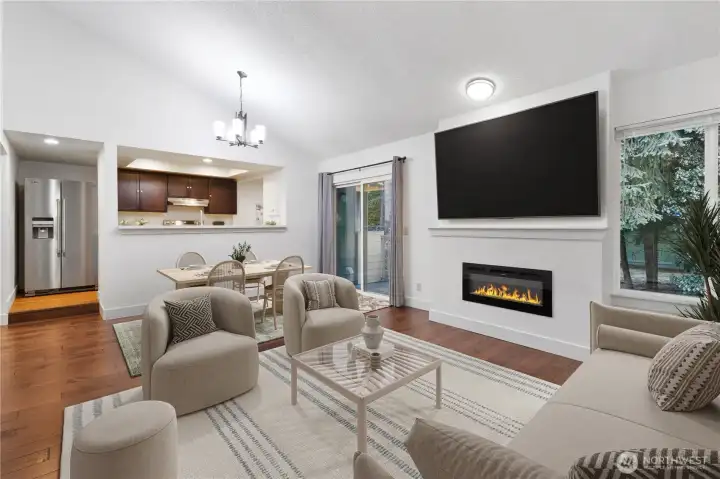 Spacious Living Room w/New Electric Fireplace *Photo is Virtually Staged*