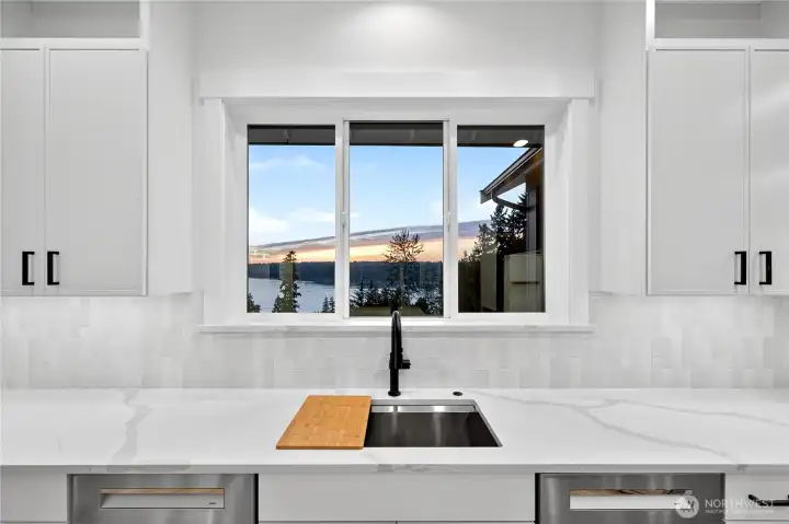 Breathtaking views of Lake Sammamish from your Kitchen window.