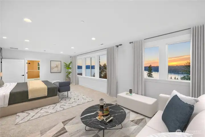 Wake up to breathtaking Lake Sammamish views the moment you lift your head from the pillow, enjoying beauty through all four seasons.