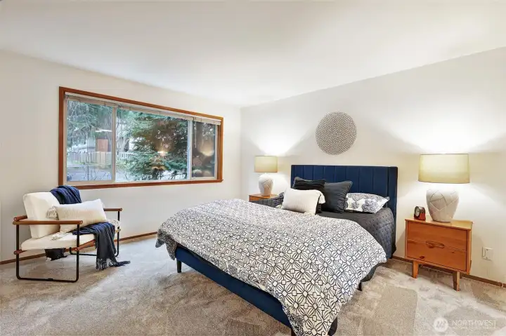 Primary bedroom with 3/4 bath ensuite.