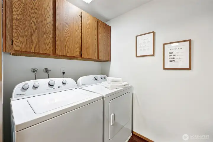 Laundry room right off the kitchen.