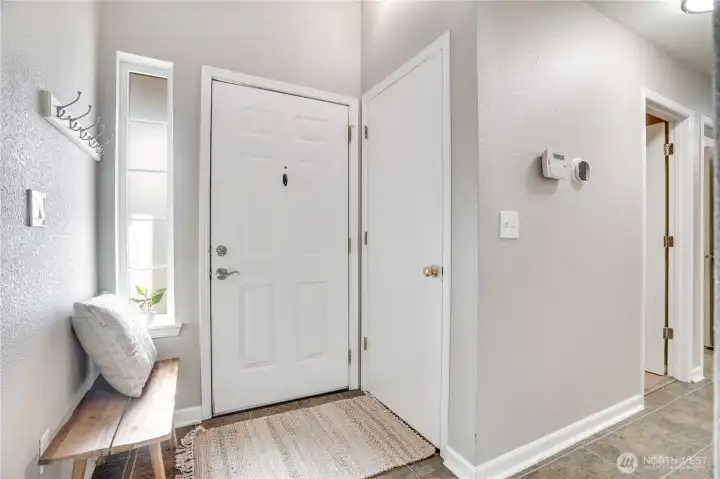 Coat closet and circular floorpan await.