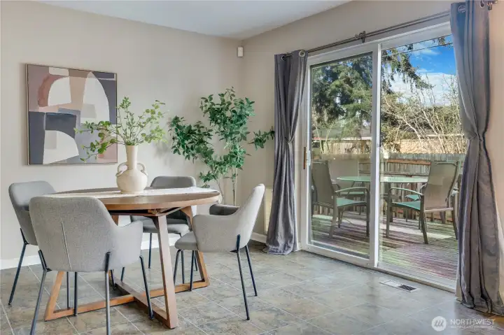 Large sliders to your fully fenced yard with a deck and gas hookup for your grill and Blackstone needs!