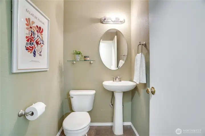Cute powder room for guests on your main floor.