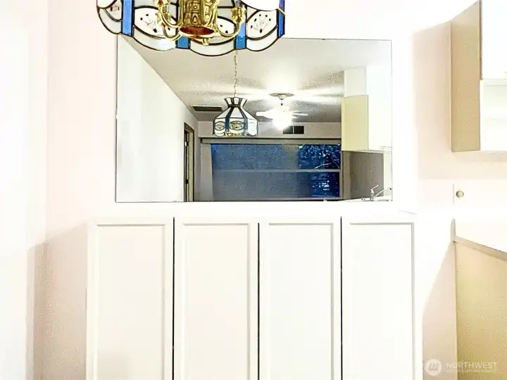 Bonus storage with built in cabinets!