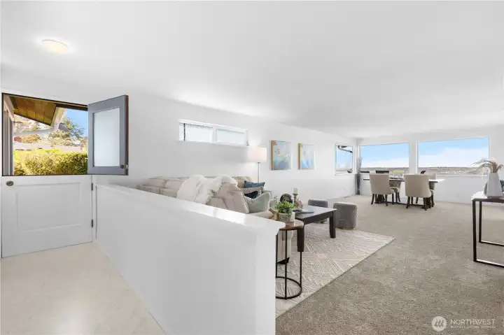 Living room + Dining room + Dutch door