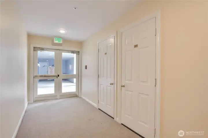doors to condo from building for a private setting