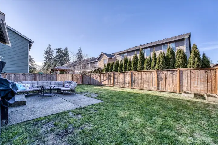 Plenty of room to run around or relax or do some gardening in the raised beds.