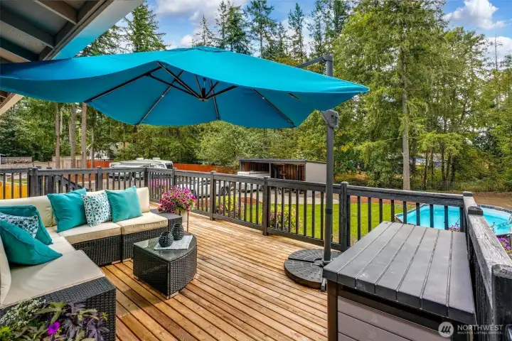 Rear Deck with view to Detached Carport.