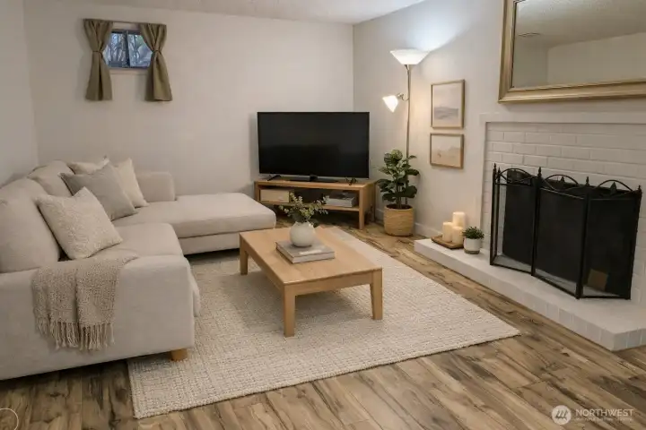 Lower level living/family room (virtually staged)